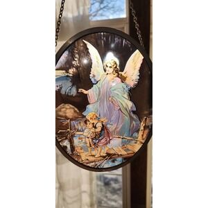 Glassmasters Vintage Sun catcher Gaurdian Angel Watching Over Children